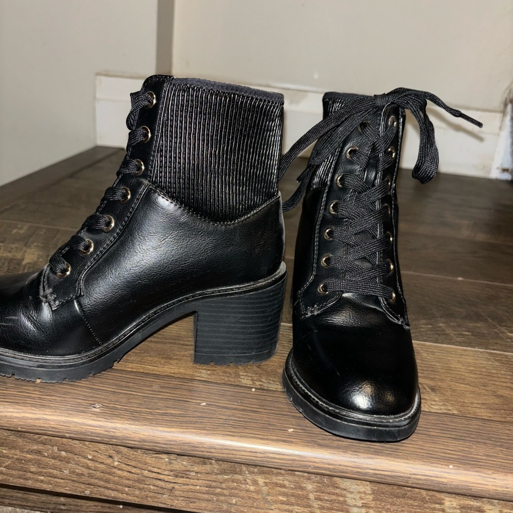 Call It Spring Black Lace-Up Boots